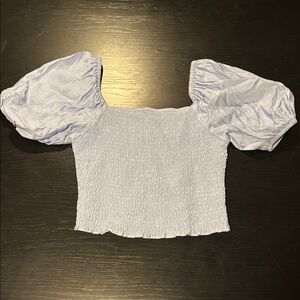 Express Women's Blue Puff Square Neck Sleeve Top size small